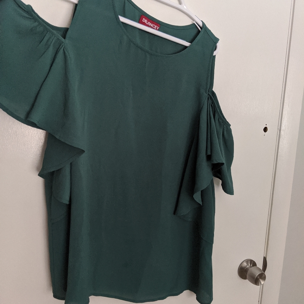 Sarabeth Cold Shoulder Ruffle Sleeve Blouse